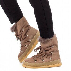 Birkenstock Masi Suede Taupe Fur Lined Boots NARROW